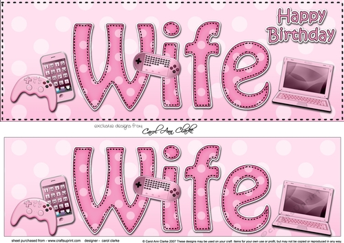 Large DL Happy Birthday WIFE 3D decoupage