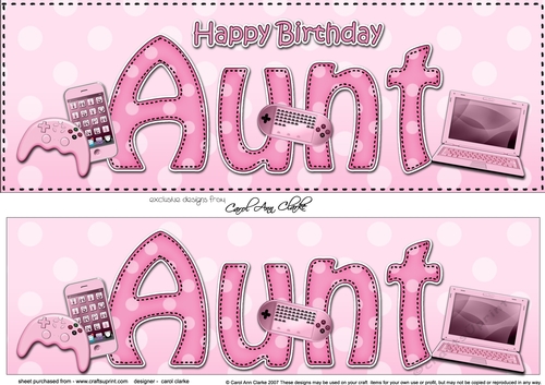 Large DL Happy Birthday AUNT 3D decoupage