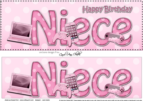 Large DL Happy Birthday NIECE 3D decoupage