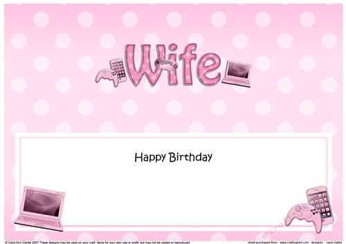 Large DL Happy Birthday WIFE insert
