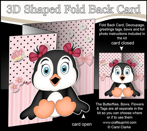 3D Shaped No-Hole Fold Back Mini Kit - Cute Little Pippa Penguin