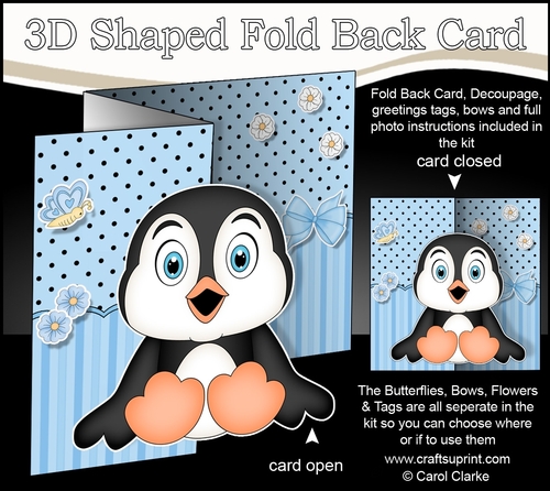 3D Shaped No-Hole Fold Back Mini Kit - Cute Little Pip Penguin