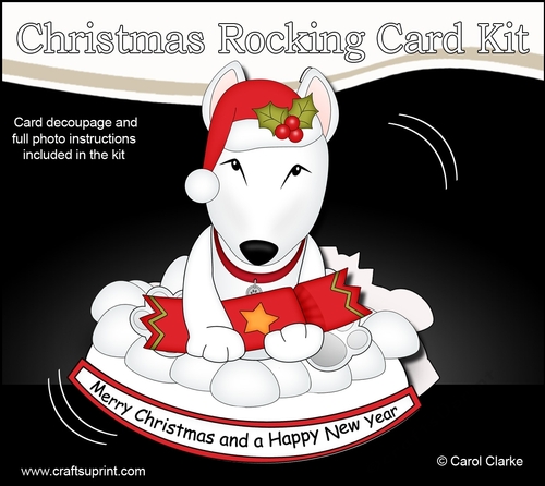 3D Shaped Rocking Christmas Card Mini Kit - Little English Bull Dog Terrier