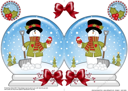 Christmas Snow Globe Shaped Card - Snowman Rio