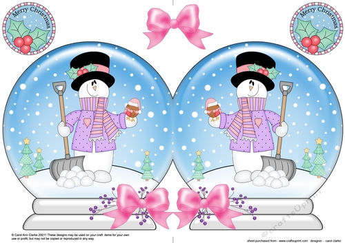 Christmas Snow Globe Shaped Card - Snowman Rio