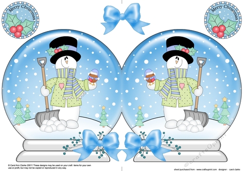 Christmas Snow Globe Shaped Card - Snowman Rio