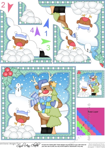 Christmas Rudolph Scalloped Corner Stacker