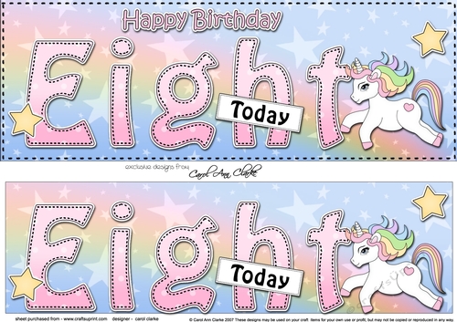 Large DL Happy Birthday EIGHT TODAY 3D decoupage