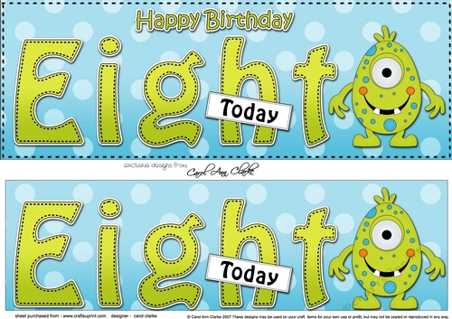 Large DL Happy Birthday EIGHT TODAY 3D decoupage