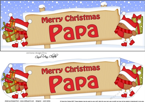 Large DL Merry Christmas PAPA with Robins 3D decoupage