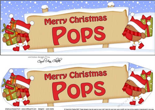 Large DL Merry Christmas POPS with Robins 3D decoupage