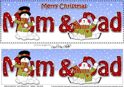 Large DL Merry Christmas MUM & DAD 3D decoupage 