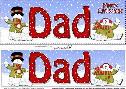 Large DL Merry Christmas DAD 3D decoupage 