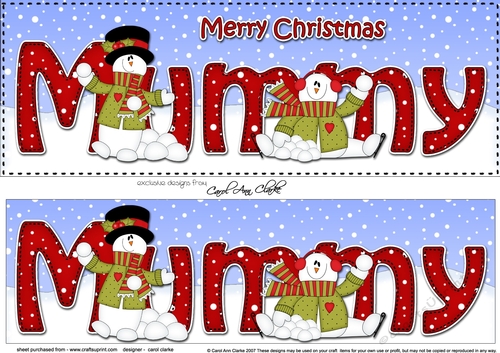 Large DL Merry Christmas MUMMY 3D decoupage 