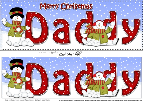 Large DL Merry Christmas DADDY 3D decoupage 