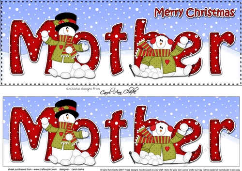 Large DL Merry Christmas MOTHER 3D decoupage 