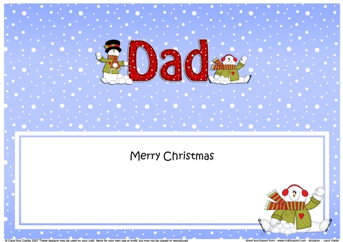 Large DL Merry Christmas DAD insert with Snowman Rio