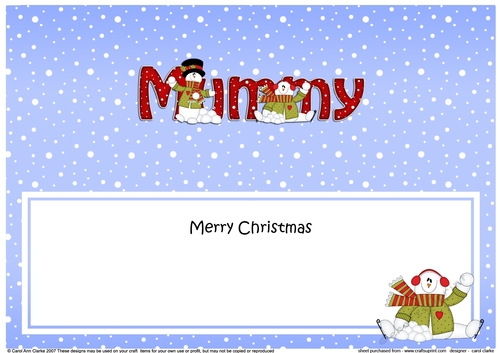 Large DL Merry Christmas MUMMY insert with Snowman Rio