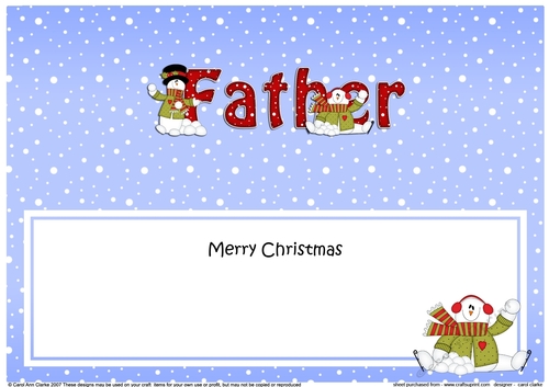 Large DL Merry Christmas FATHER insert with Snowman Rio