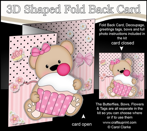 3D Shaped No-Hole Fold Back Mini Kit -  Cute Little Livvy Bear