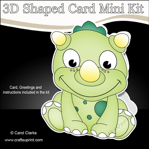 3D Shaped Card  Kit - Cute Little Tyr Dino