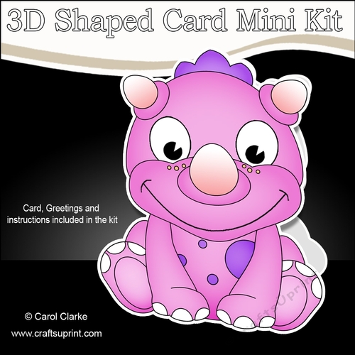 3D Shaped Card  Kit - Cute Little Phearsome Dino