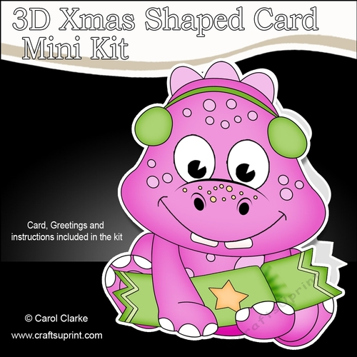 3D Shaped Christmas Card Kit - Cute Little Danil Dino
