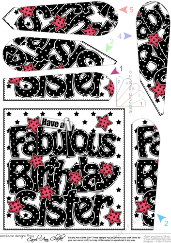 Have a Fabulous Birthday SISTER Fan Pyramage Topper