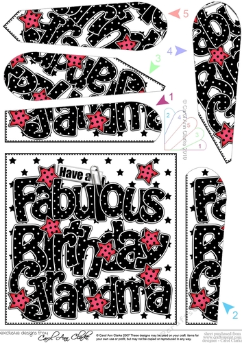 Have a Fabulous Birthday GRANDMA Fan Pyramage Topper