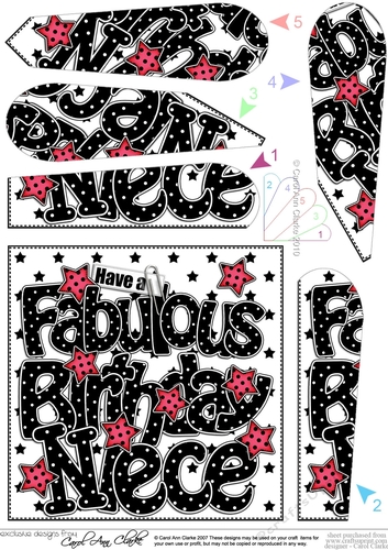 Have a Fabulous Birthday NIECE Fan Pyramage Topper