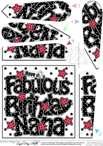 Have a Fabulous Birthday NANA Fan Pyramage Topper
