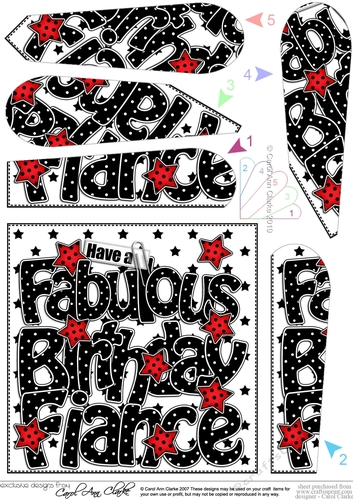 Have a Fabulous Birthday FIANCE Fan Pyramage Topper