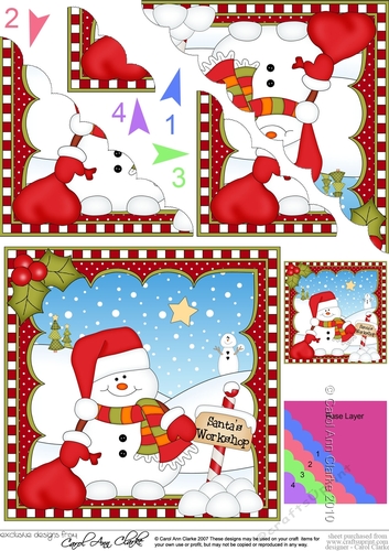 Christmas Scalloped Corner Stacker Snowman Oli