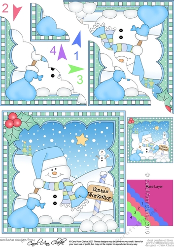 Christmas Scalloped Corner Stacker Snowman Oli