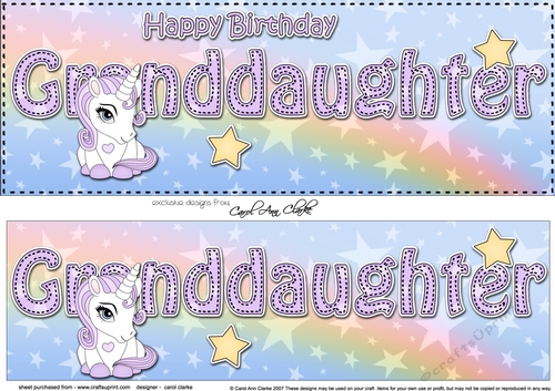 Large DL Happy Birthday GRANDDAUGHTER 3D decoupage