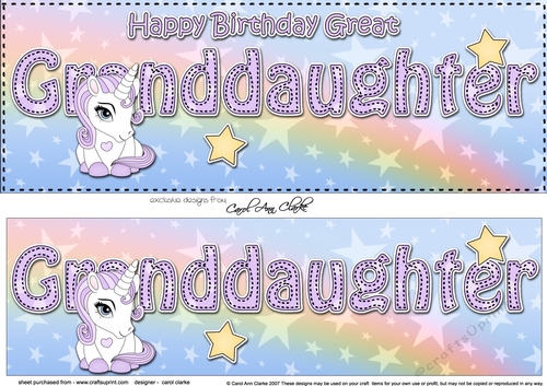 Large DL Happy Birthday GREAT GRANDDAUGHTER 3D decoupage