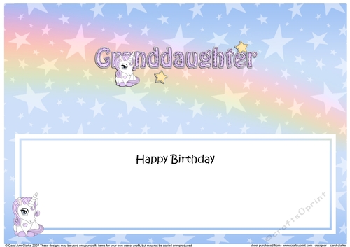 Large DL Happy Birthday GRANDDAUGHTER insert