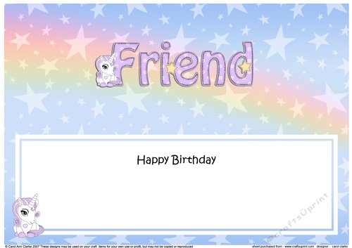 Large DL Happy Birthday FRIEND insert