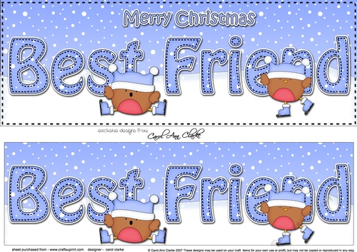 Large DL Merry Christmas BEST FRIEND 3D decoupage with Robin