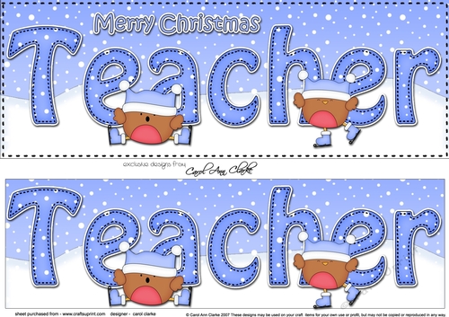 Large DL Merry Christmas TEACHER 3D decoupage with Robin