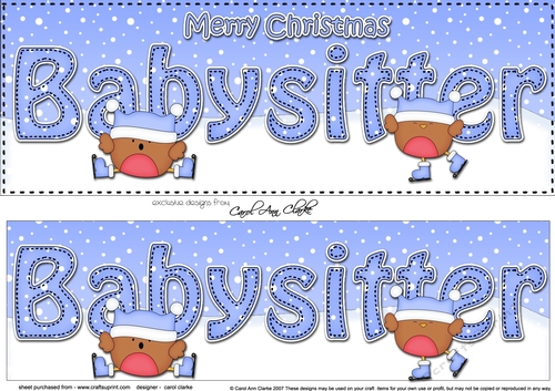 Large DL Merry Christmas BABYSITTER 3D decoupage with Robin