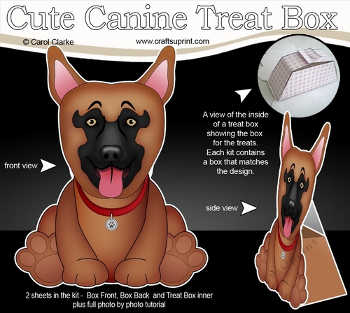 3D Cute Canine Treat Box Gift Set Mini Kit - Little German Shepherd Dog Nash