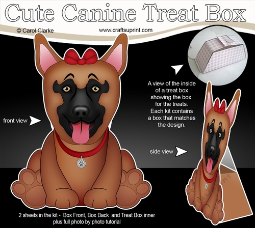 3D Cute Canine Treat Box Gift Set Mini Kit - Little German Shepherd Dog Dazy