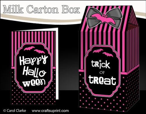 3D Halloween Spots & Stripes Milk Carton Treat Box