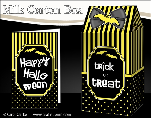 3D Halloween Spots & Stripes Milk Carton Treat Box