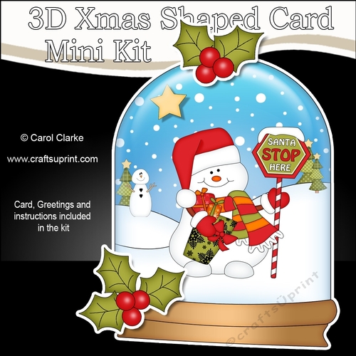 3D Shaped Christmas Snow Globe Card Kit - Snowman Oli