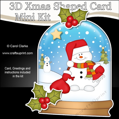 3D Shaped Christmas Snow Globe Card Kit - Snowman Oli