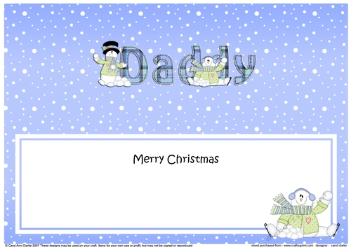 Large DL Merry Christmas DADDY insert with Snowman Rio