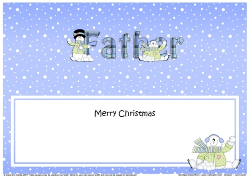 Large DL Merry Christmas FATHER insert with Snowman Rio