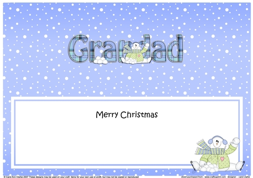 Large DL Merry Christmas GRANDAD insert with Snowman Rio